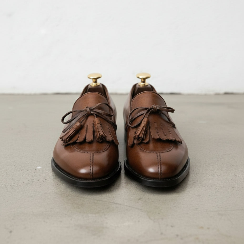 Men's Brown Fringe Leather Tassel Loafers