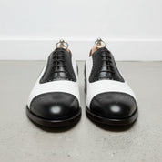 Handmade Mens Two Tone Formal Shoes, Black and White Spectator Shoes