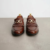 Men's Brown Fringe Leather Loafers — Fleetwood