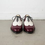 Burgundy and Cream Two-Tone Wingtip Leather Spectator Oxfords