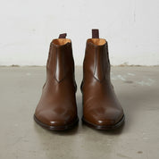 Men's Brown Plain-Toe Leather Chelsea Boots