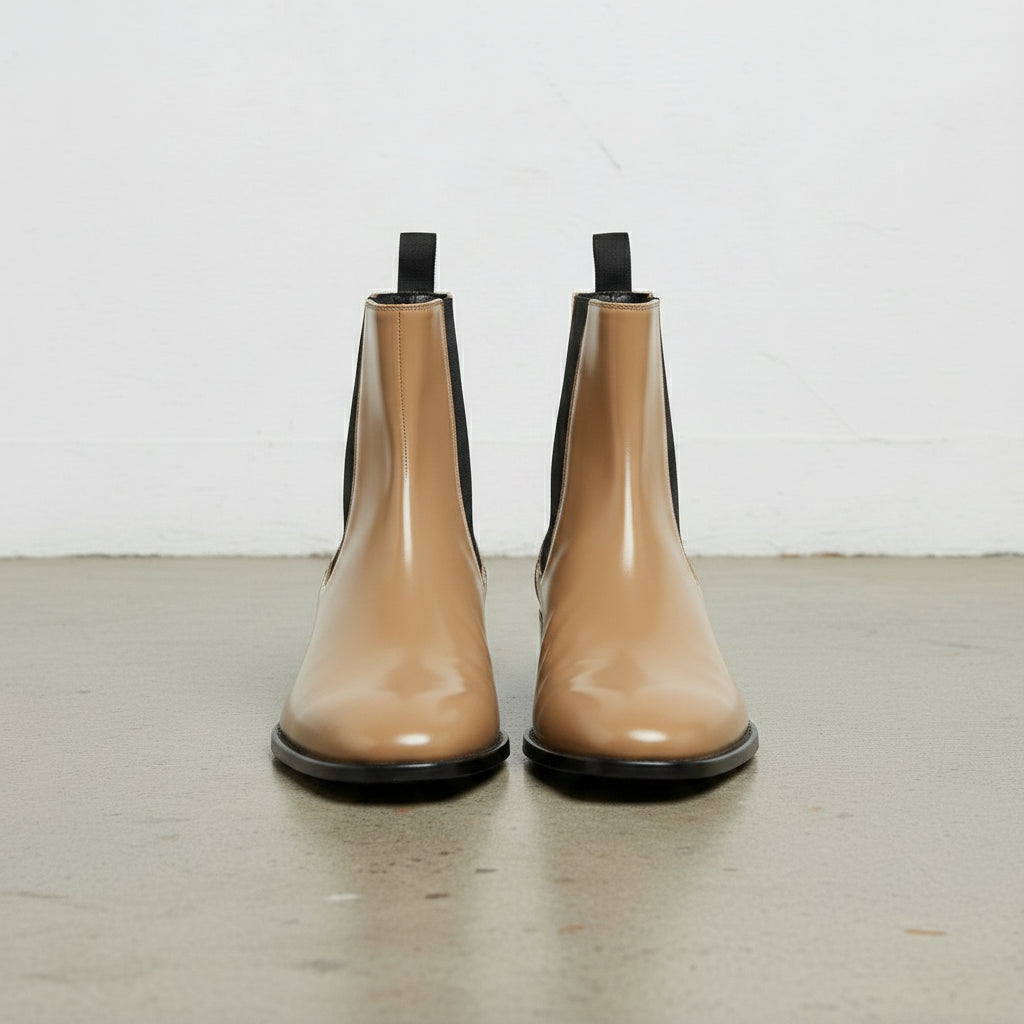 Unisex Tan Leather High Ankle Chelsea Boots
