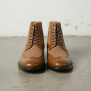 Men's Tan Wingtip Leather and Suede Derby Boots