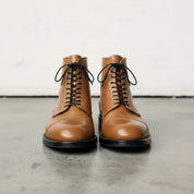 Men's Tan Cap-Toe Leather Ankle Boots