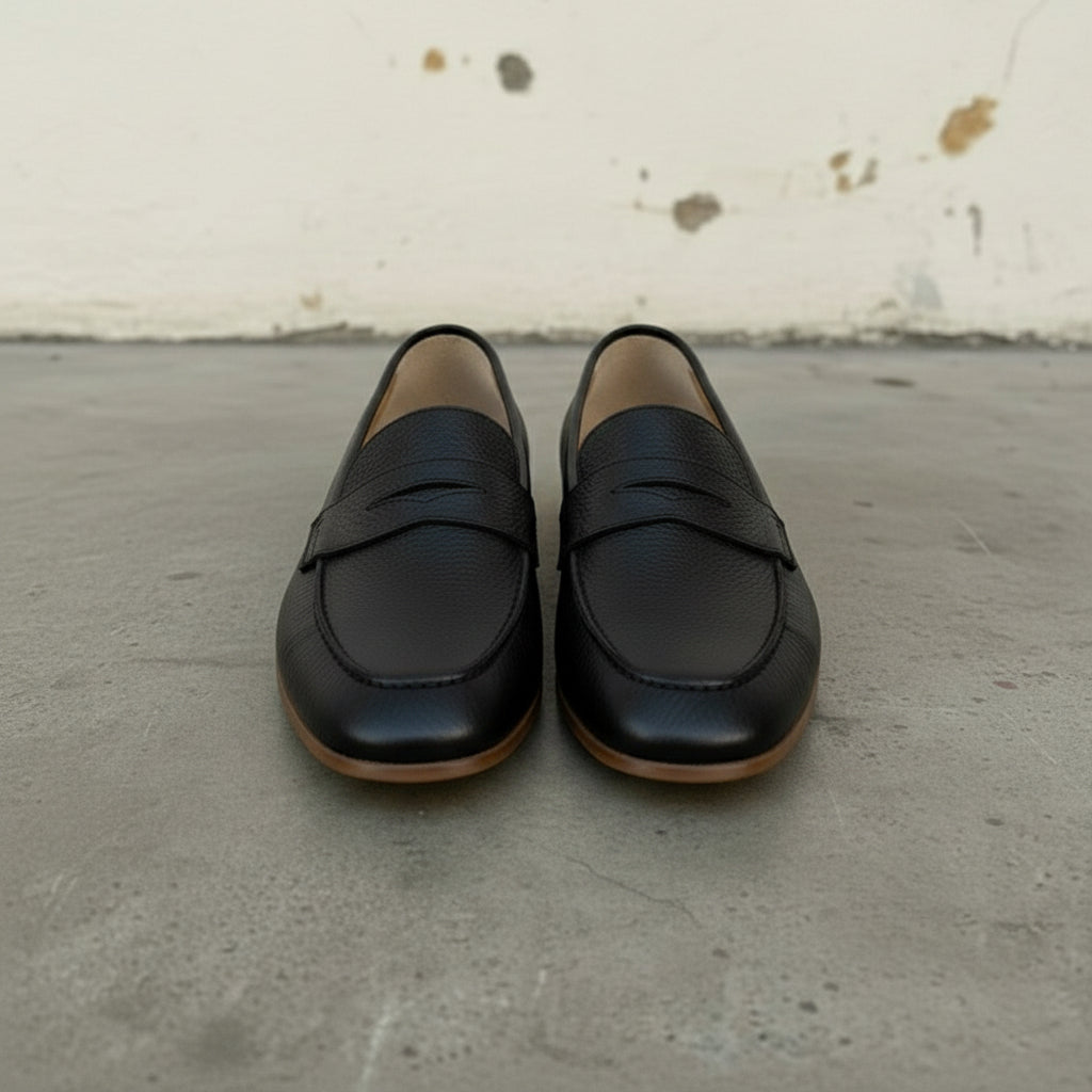Handcrafted Men's Black Leather Moccasin Loafers