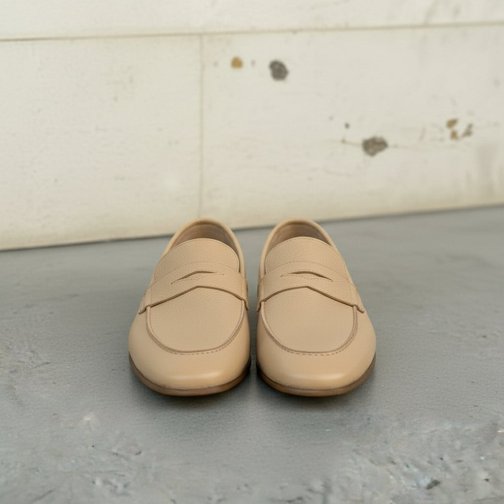 Handcrafted Men's Tan Leather Moccasin Loafers