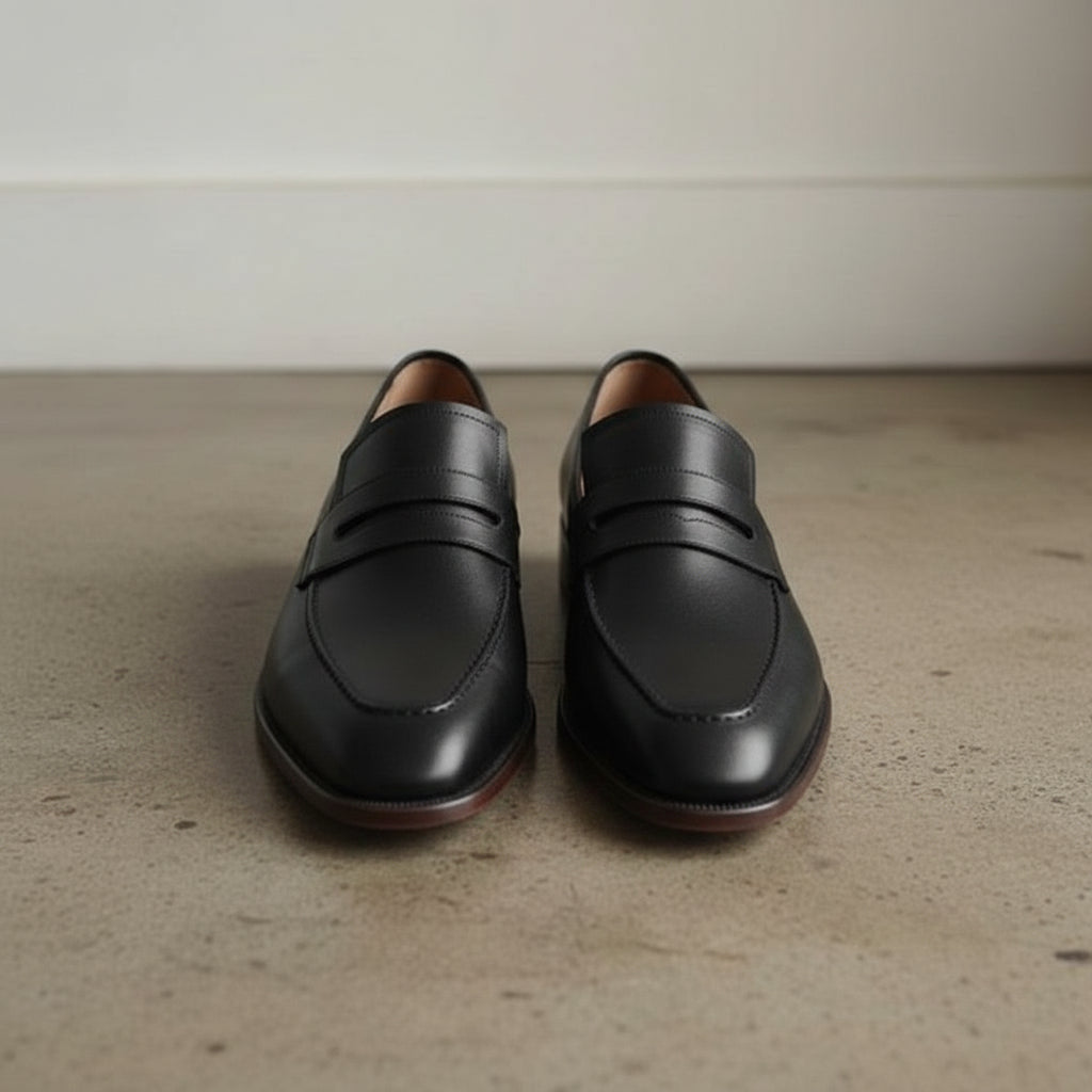 Men's Black Leather Loafers