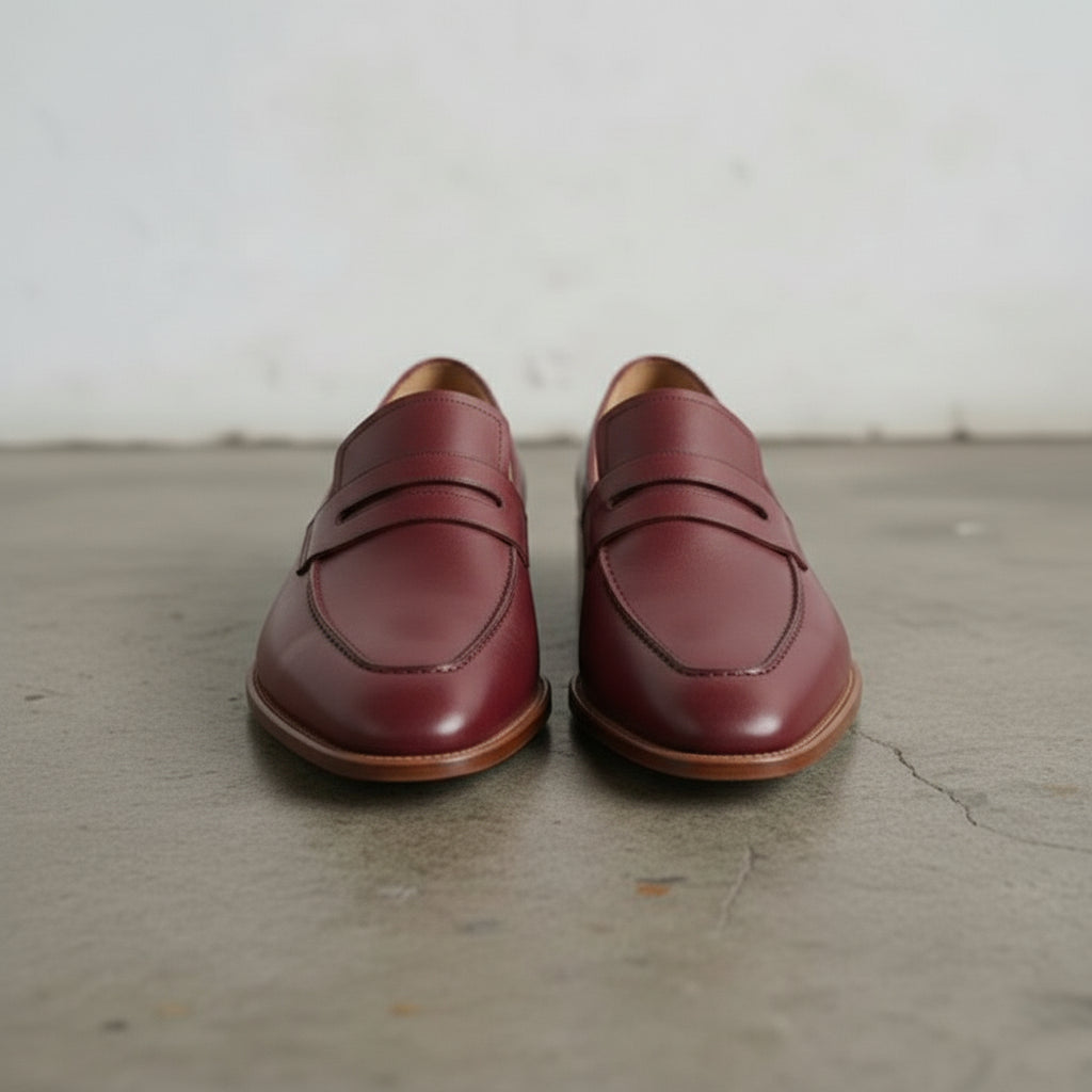 Men's Burgundy Leather Loafers