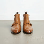 Men's Tan Leather Monk Strap Boots