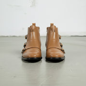 Men's Tan Leather Double Monk Ankle Boots