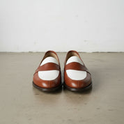Men's Brown and White Two-Tone Leather Loafers