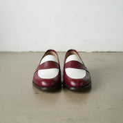 Men's Burgundy and White  Leather Loafers