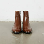 Men's Brown Plain-Toe Leather Ankle Boots