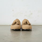 Men's Tan Plain-Toe Suede Tassel Loafers