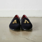 Men's Navy Suede Tassel Loafers