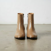 Handmade Men's Tan Ankle Leather Boot with Side Zipper