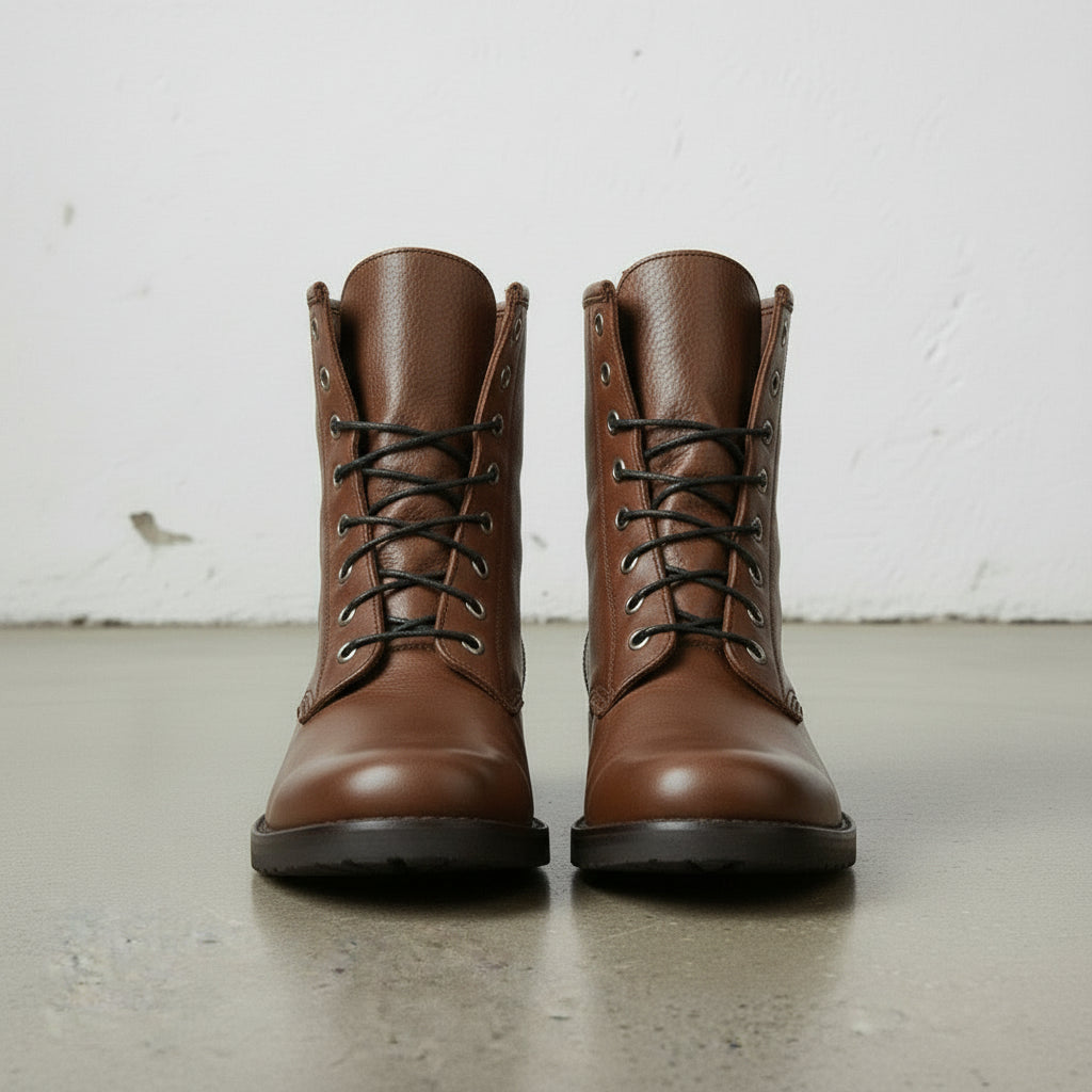 Handcrafted Men's Brown Combat Boots