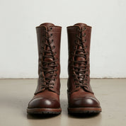 Men's Brown Cap-Toe Leather Combat Boots