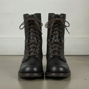 Men's Black Plain-Toe Leather Combat Boots