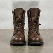 Men's Brown Plain-Toe Leather Biker Boots