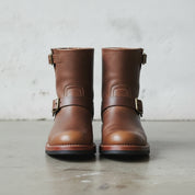 Men's Antique Brown Plain-Toe Leather Biker Boots — Bolton