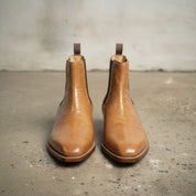Men's Tan Crocodile-Embossed Leather Chelsea Boots