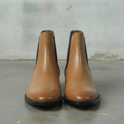 Men's Tan Plain-Toe Leather Chelsea Boots