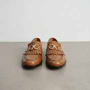 Men's Tan Fringe Leather Loafers