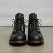 Men's Black Cap-Toe Leather Ankle Boots