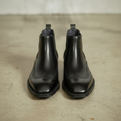 Men's Black Wingtip Leather Chelsea Boots