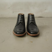 Men's Black Apron-Toe Leather Chukka Boots