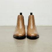 Men's Tan Crocodile-Embossed Leather Chelsea Boots