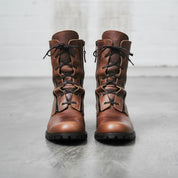 Men's Brown Plain-Toe Leather Combat Boots