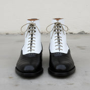Men's White and Black Crocodile-Embossed Leather Oxford Boots
