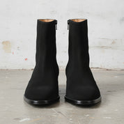 Men's Black Plain-Toe Suede Zipper Boots