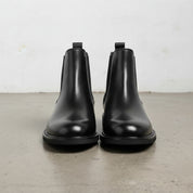 Men's Black Plain-Toe Leather Chelsea Boots