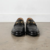 Men's Black Apron-Toe Leather Bit Loafers