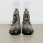 Men's Grey Cap-Toe Leather Derby Boots
