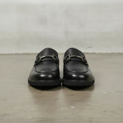 Men's Black Apron-Toe Leather Bit Loafers