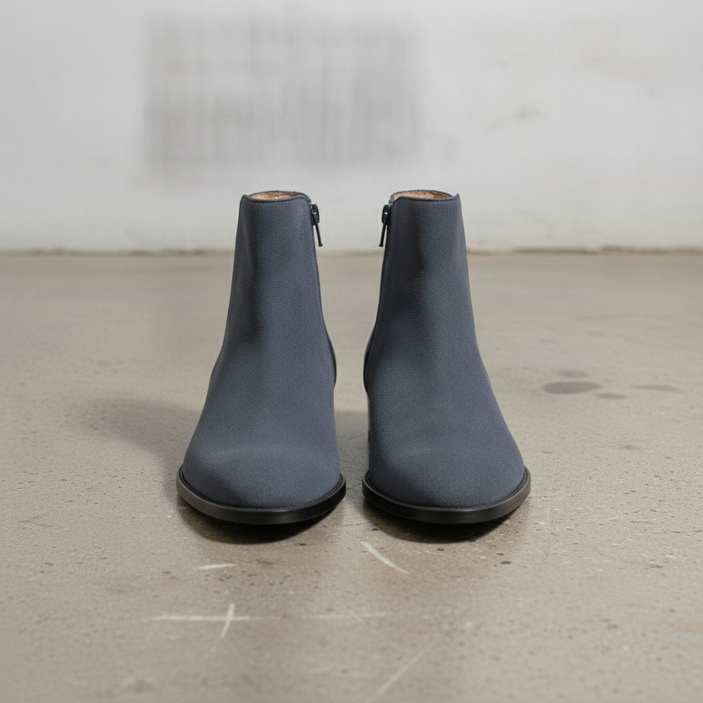 Men's Navy Blue Plain-Toe Suede Ankle Boots