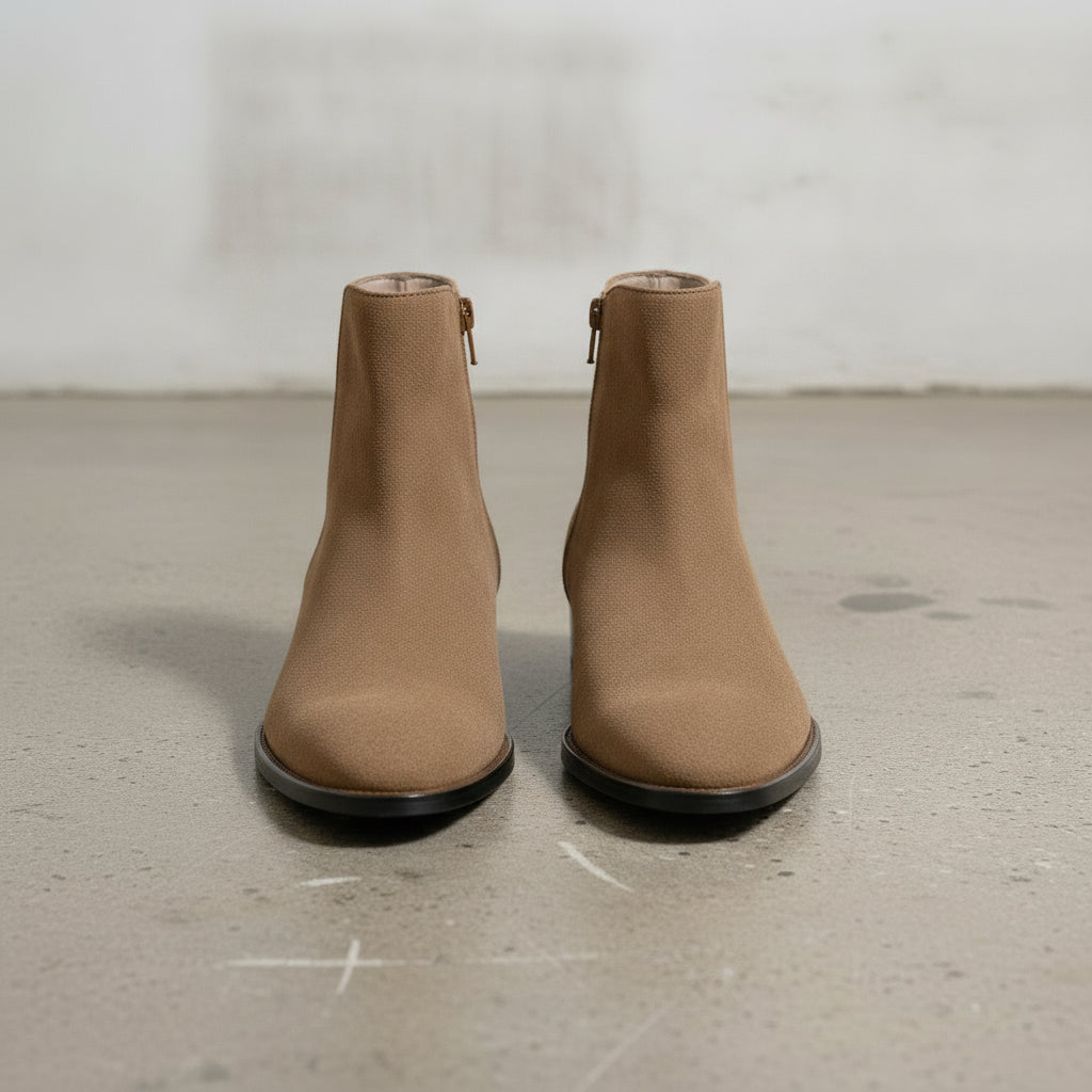 Men's Brown Plain-Toe Suede Ankle Boots