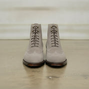 Men's Light Gray Wingtip Suede Lace-Up Ankle Boots