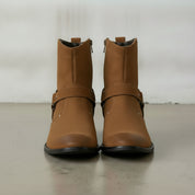 Men's Brown Plain-Toe Suede Harness Boots