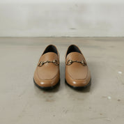 Men's Tan Apron-Toe Leather Bit Loafers