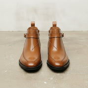 Men's Tan Apron-Toe Leather Jodhpur Boots