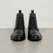 Men's Black Cap-Toe Leather Derby Boots