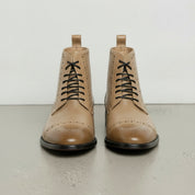 Men's Tan Cap-Toe Leather Derby Boots