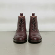 Men's Burgundy Cap-Toe Leather Derby Boots