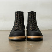 Men's Black Plain-Toe Leather Lace-Up Boots