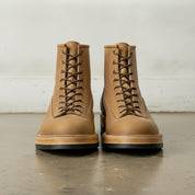 Men's Tan Plain-Toe Leather Lace-Up Boots